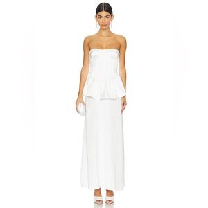NWT WEWOREWHAT Corset Peplum Maxi Dress In White Women’s Size 6 6453